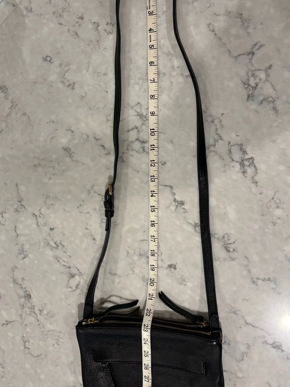 Vince Camuto Black Pebbled Leather Crossbody with Gold‎ Logo